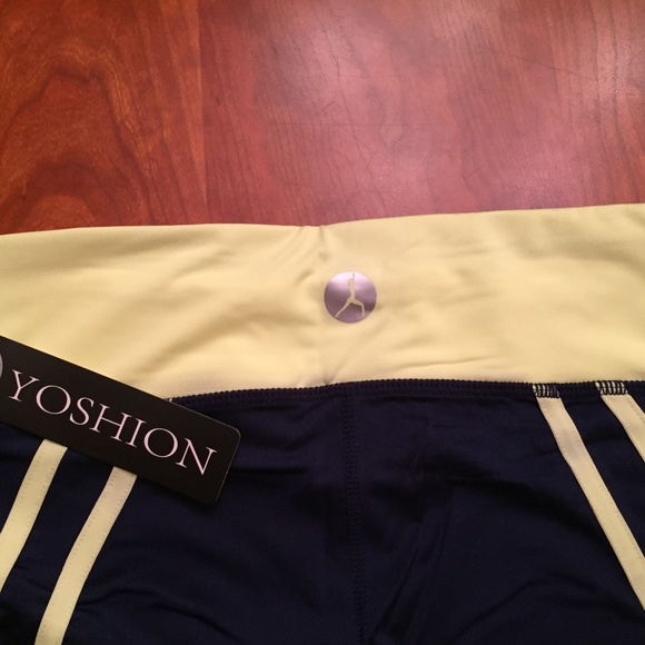 Yoshion Yoga Pants Navy/Lime Small NWT - Picture 3 of 6